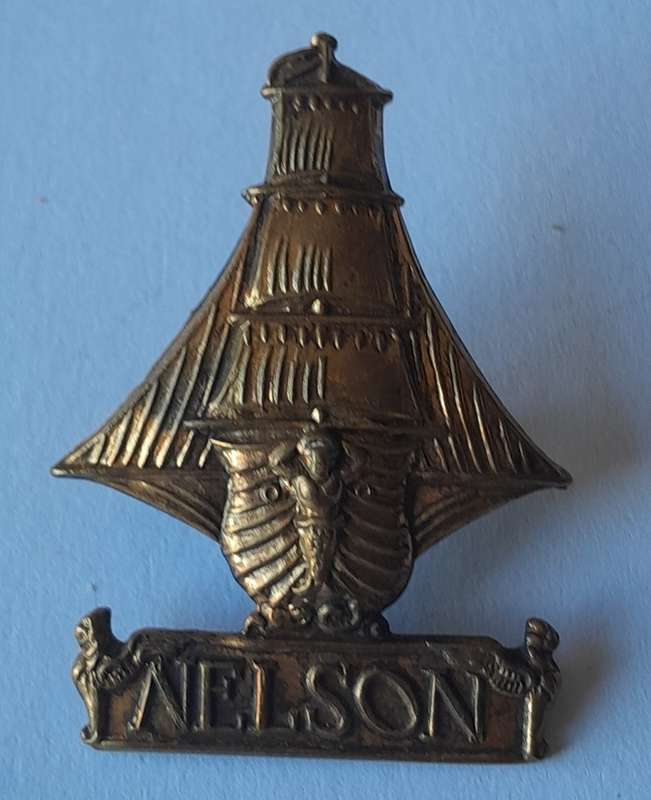 WW1 Nelson Battalion Royal Naval Division Cap Badge. All Brass. Lugs Intact.
