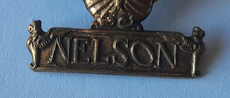 WW1 Nelson Battalion Royal Naval Division Cap Badge. All Brass. Lugs Intact.