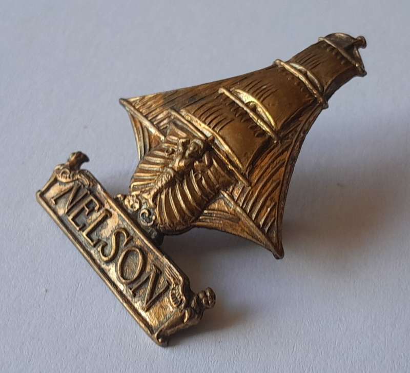 WW1 Nelson Battalion Royal Naval Division Cap Badge. All Brass. Lugs Intact.
