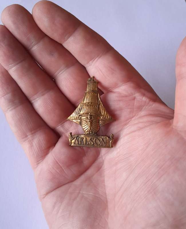 WW1 Nelson Battalion Royal Naval Division Cap Badge. All Brass. Lugs Intact.