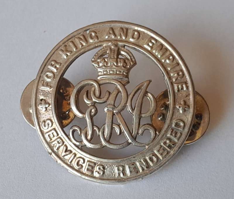 WW1 Silver War Badge "For King and Empire Services Rendered" Replica