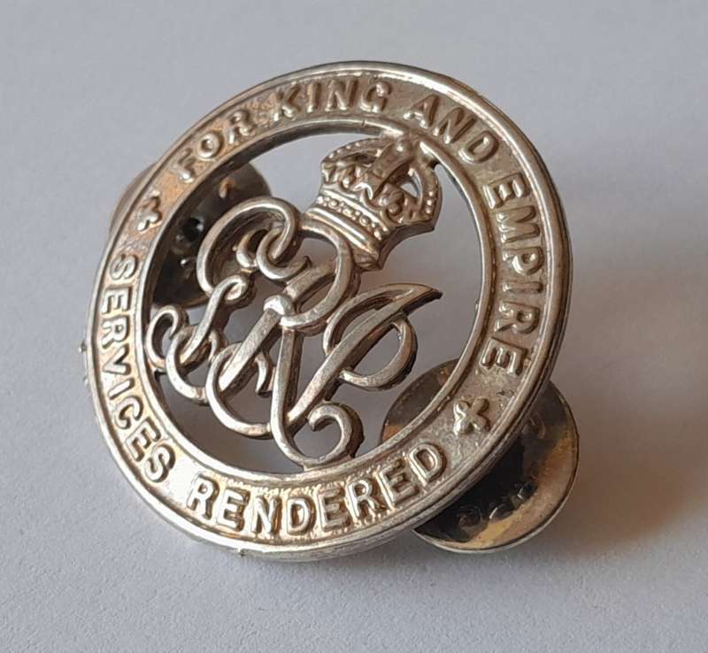 WW1 Silver War Badge "For King and Empire Services Rendered" Replica