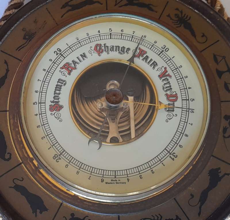 Vintage 1950`s West Germany Zodiac Hanging Barometer.