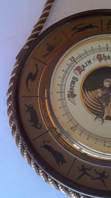 Vintage 1950`s West Germany Zodiac Hanging Barometer.