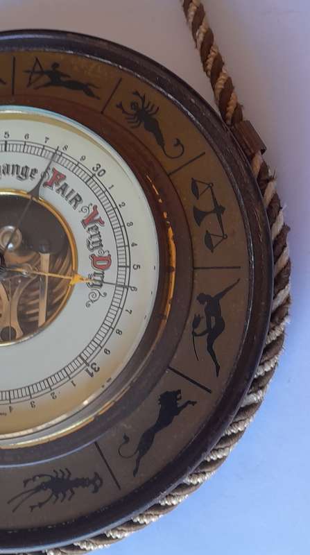 Vintage 1950`s West Germany Zodiac Hanging Barometer.