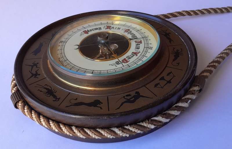 Vintage 1950`s West Germany Zodiac Hanging Barometer.