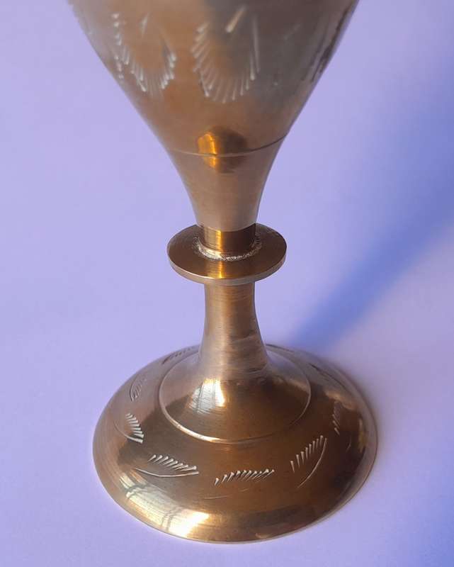 Vintage Brass Vase With Engraved Decoration. 19 cm.