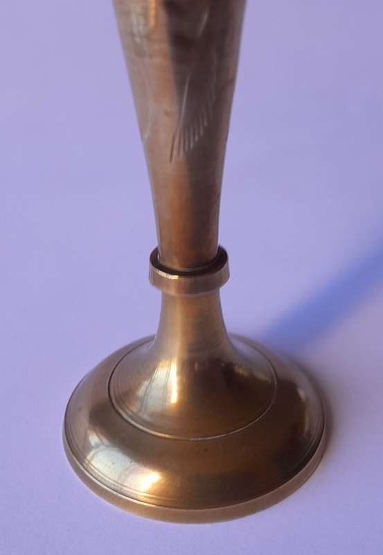 Vintage Brass Slim Posy Vase. 18 cm.
