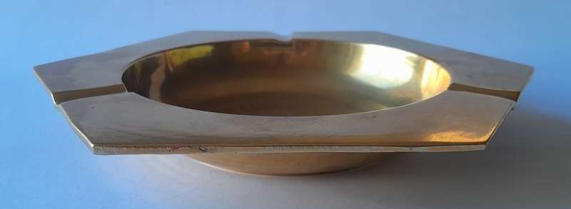 Vintage Large And Heavy Brass Hexagonal Ashtray. 16.5 cm.