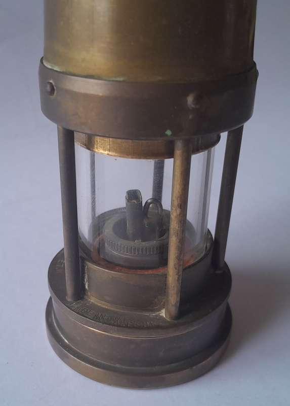 Rare `E Thomas and Williams` Miniature Welsh Miner`s Paraffin Lamp. 21 cm.