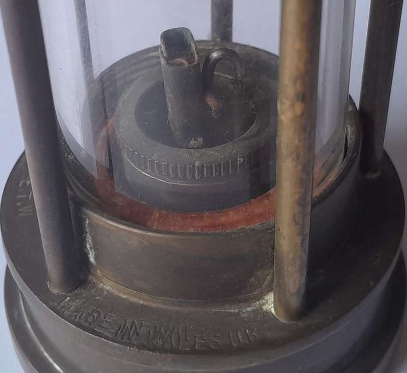 Rare `E Thomas and Williams` Miniature Welsh Miner`s Paraffin Lamp. 21 cm.