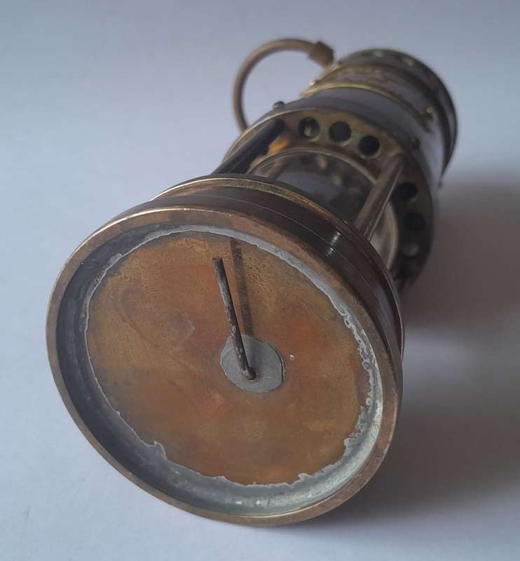 Rare `E Thomas and Williams` Miniature Welsh Miner`s Paraffin Lamp. 21 cm.
