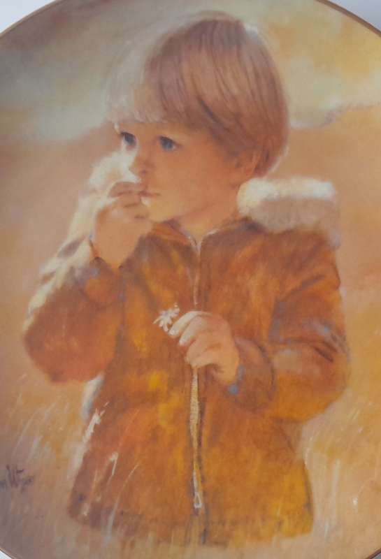 Vintage Plate By Viletta. `Autumn Wanderer ` By Artist `Thornton Utz`. Signed And Dated. 22 cm.