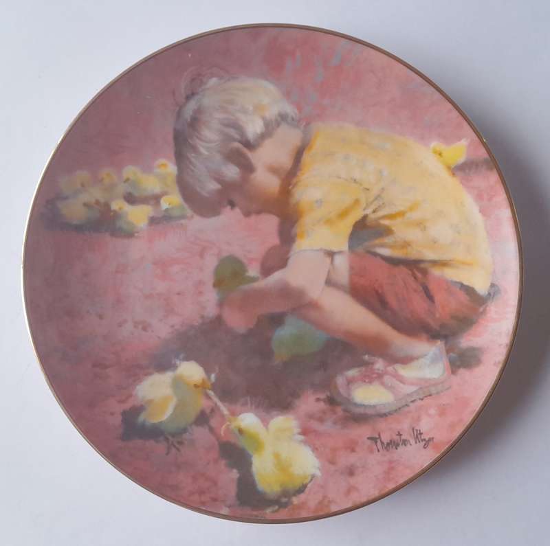 Vintage Plate By Viletta. `Feeding Time` By Artist `Thornton Utz`. Signed And Dated. 22 cm.
