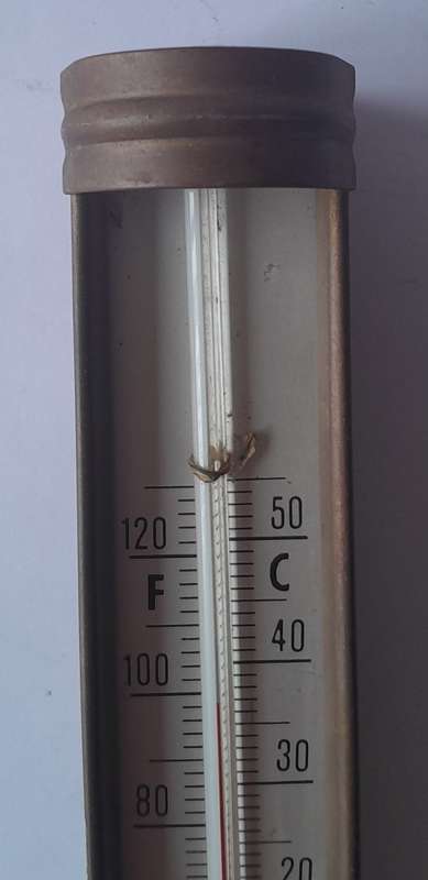 Vintage Brass Metal Thermometer. 25.5 cm. Please See Description.