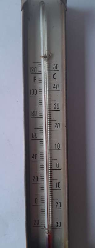 Vintage Brass Metal Thermometer. 25.5 cm. Please See Description.