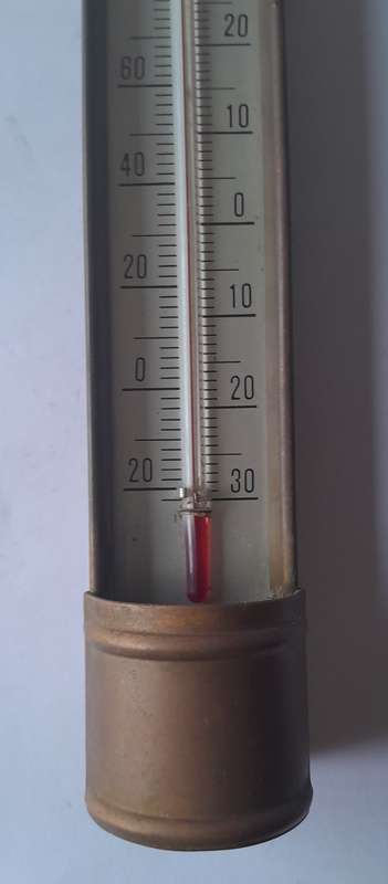 Vintage Brass Metal Thermometer. 25.5 cm. Please See Description.