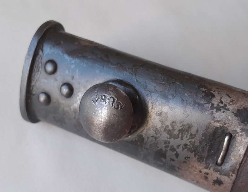 S.A. Police Issue 1907 Pattern Wilkinson Sword Bayonet With Leather Scabbard.