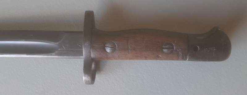 S.A. Police Issue 1907 Pattern Wilkinson Sword Bayonet With Leather Scabbard.