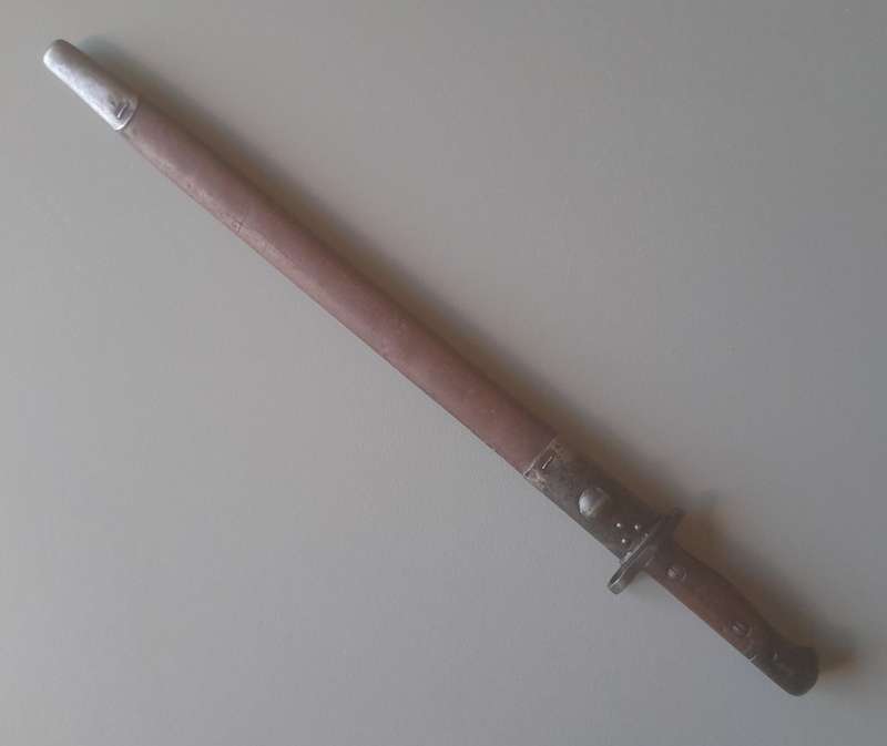 S.A. Police Issue 1907 Pattern Wilkinson Sword Bayonet With Leather Scabbard.