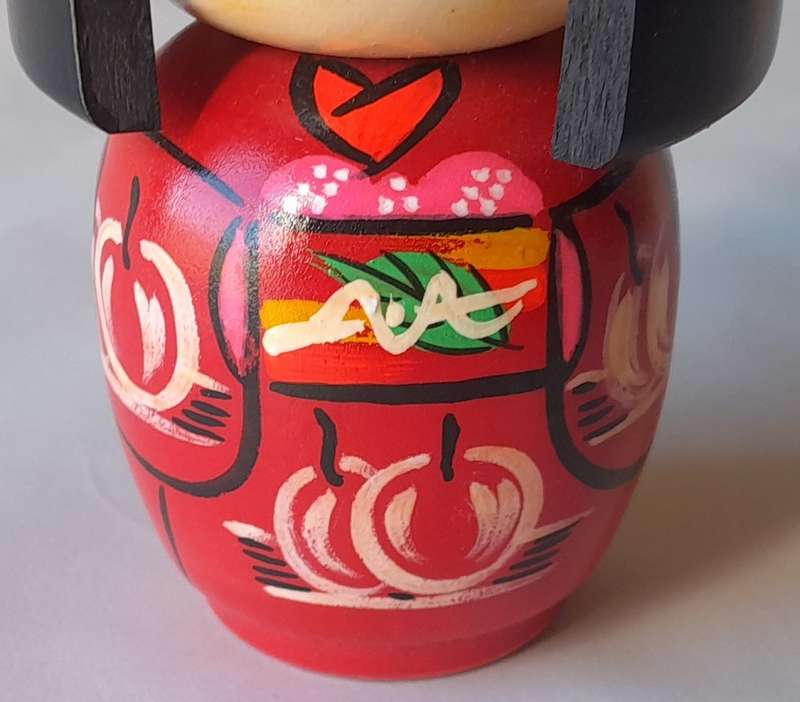 Vintage Kokeshi Doll. Hand Painted Wood. In Original Box.