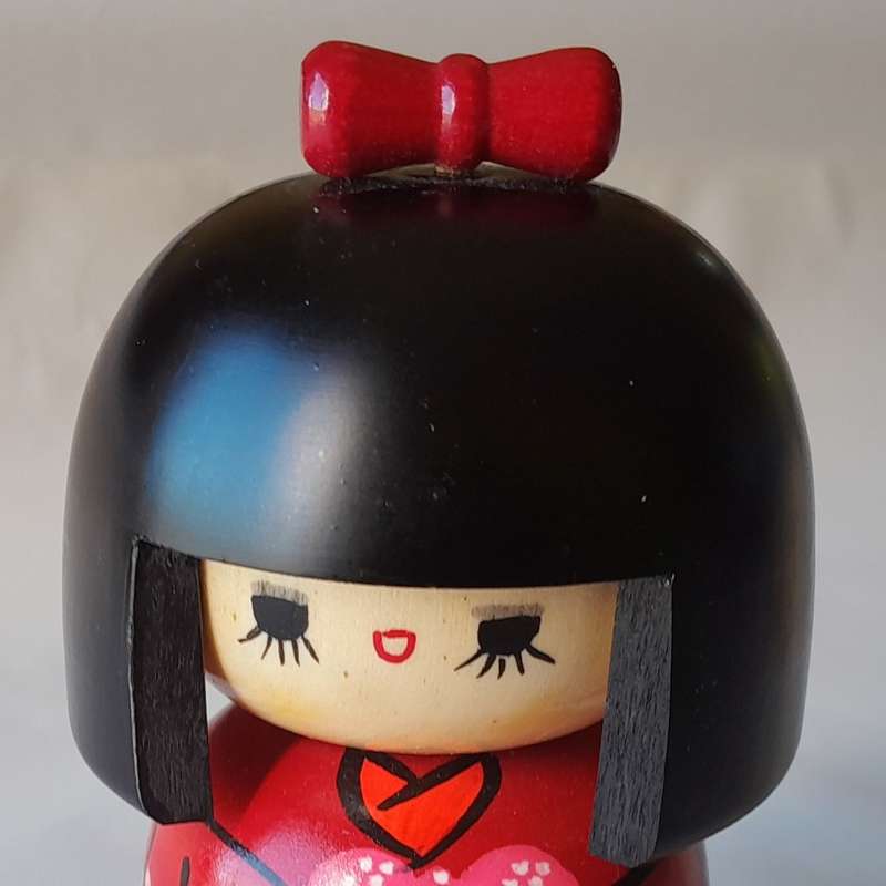 Vintage Kokeshi Doll. Hand Painted Wood. In Original Box.