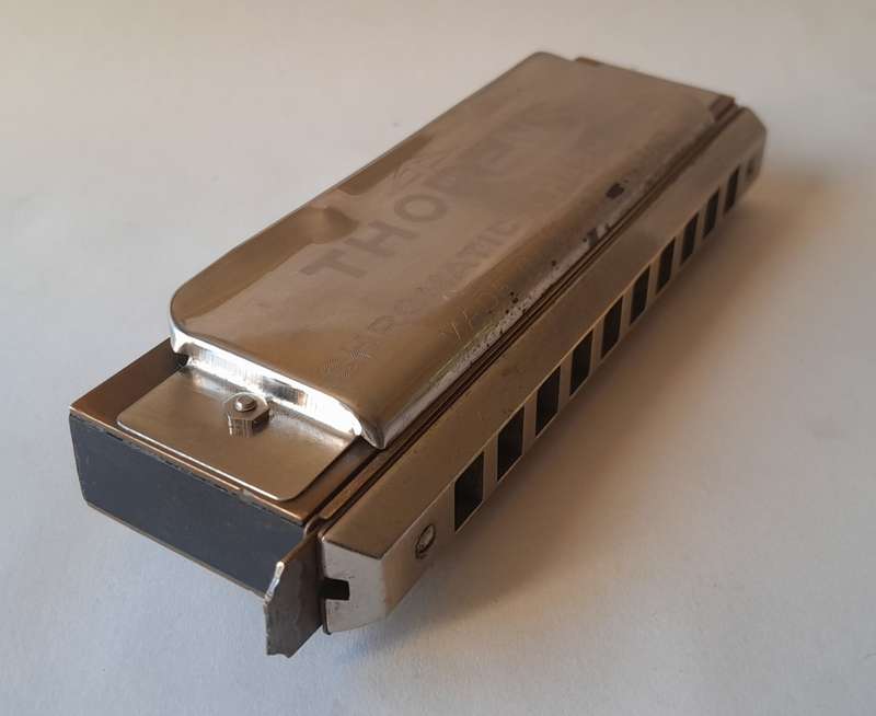 Vintage Swiss `Thorens` Chromatic Professional No. 10 Harmonica In Original Box.