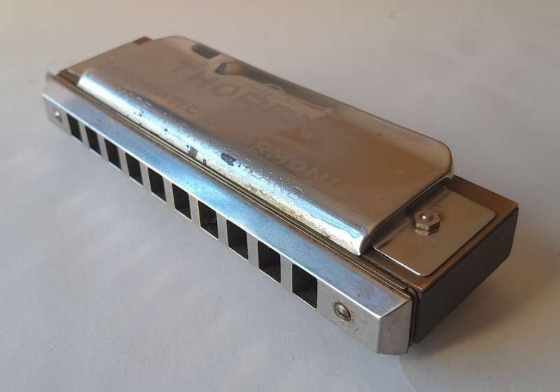 Vintage Swiss `Thorens` Chromatic Professional No. 10 Harmonica In Original Box.