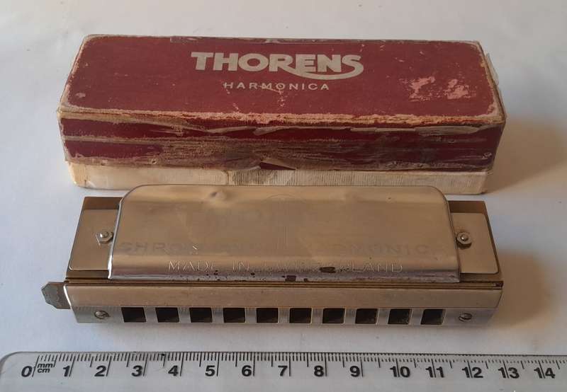 Vintage Swiss `Thorens` Chromatic Professional No. 10 Harmonica In Original Box.
