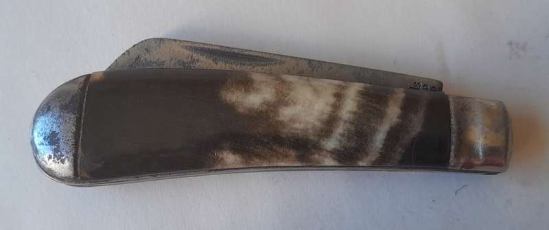 Vintage Richards Sheffield Folding Knife With Horn Handle.