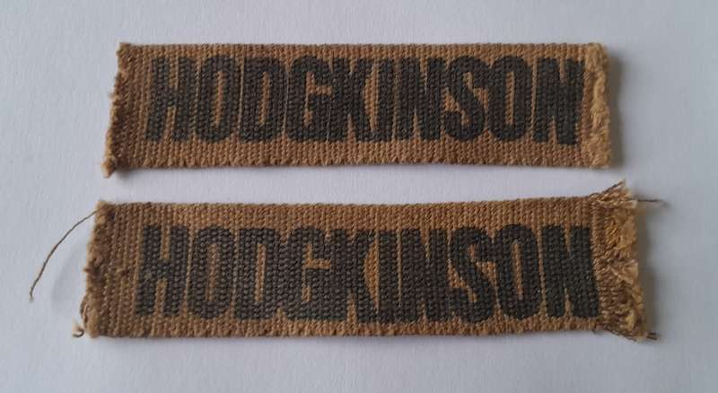 Pair Vintage SADF Name Tags. `Hodgkinson` 10cm