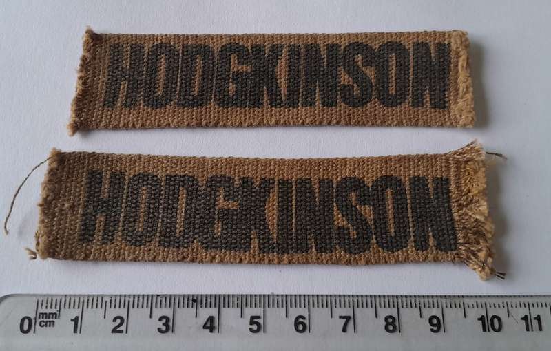 Pair Vintage SADF Name Tags. `Hodgkinson` 10cm