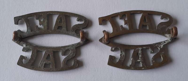 Pair SA Army Engineer Corps Brass Titles. Lugs Intact.