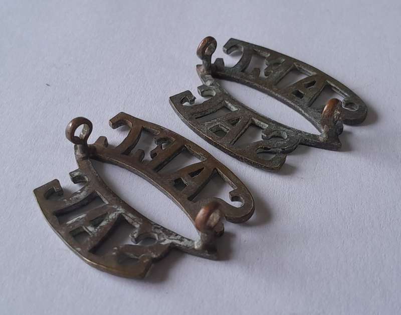 Pair SA Army Engineer Corps Brass Titles. Lugs Intact.