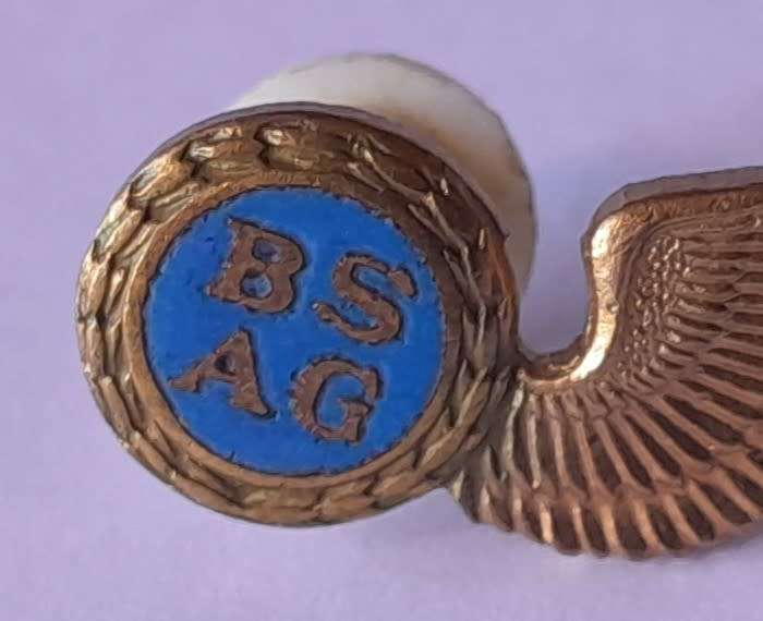 SA Air Force Air Gunner Metal Wing Badge. Pins Intact.