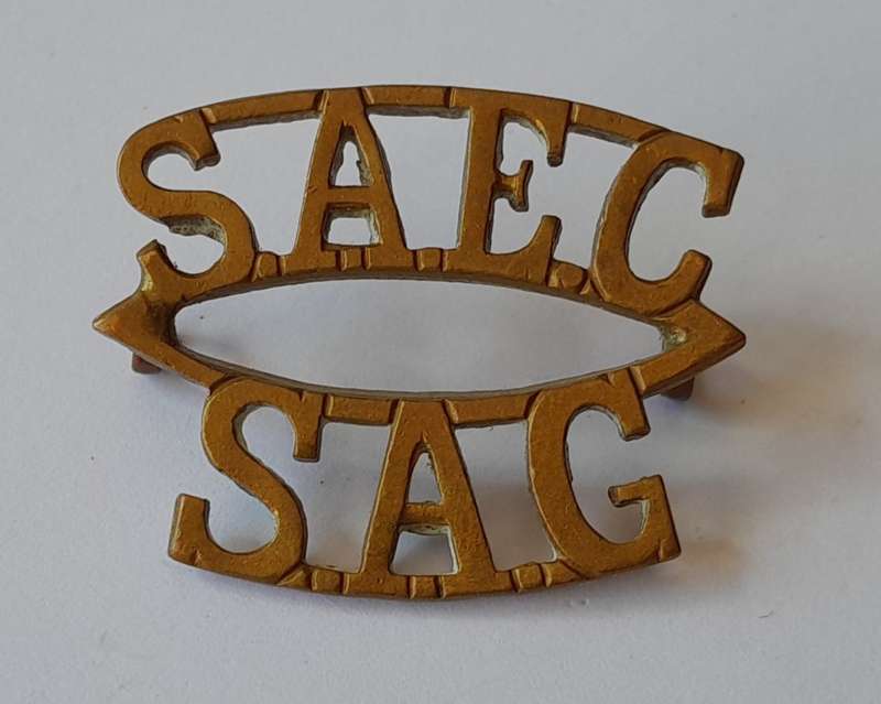South Africa Engineer Corps Brass Title. Lugs Intact.