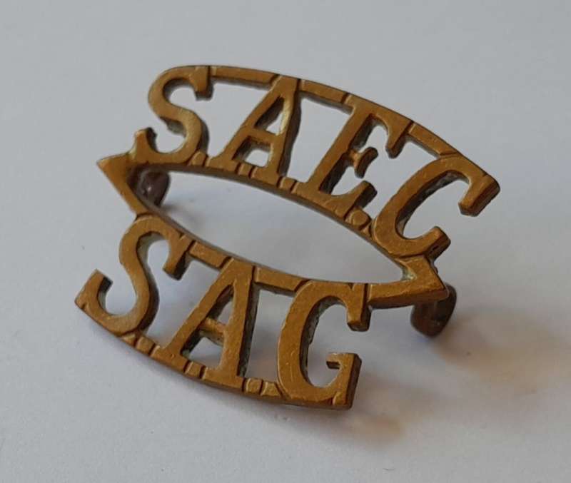 South Africa Engineer Corps Brass Title. Lugs Intact.