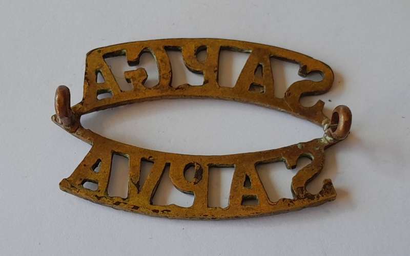 South Africa Permanent Garrison Artillery Brass Title. Lugs Intact.