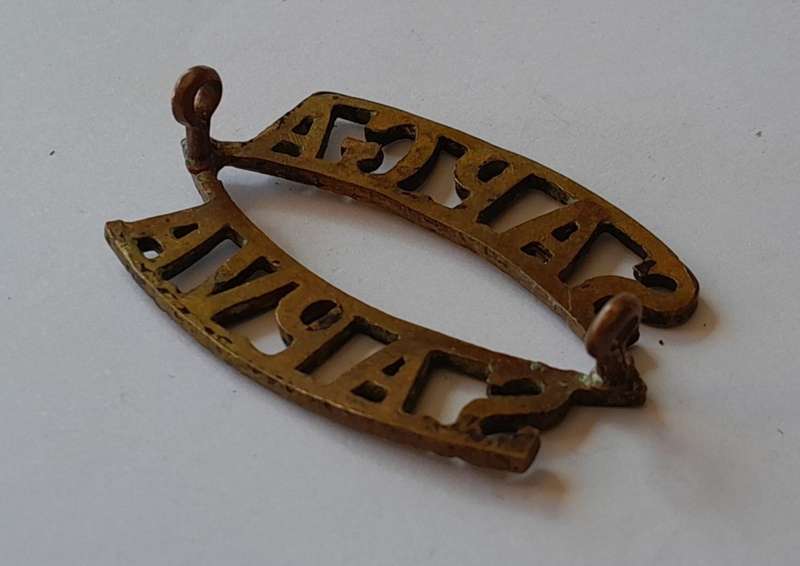 South Africa Permanent Garrison Artillery Brass Title. Lugs Intact.