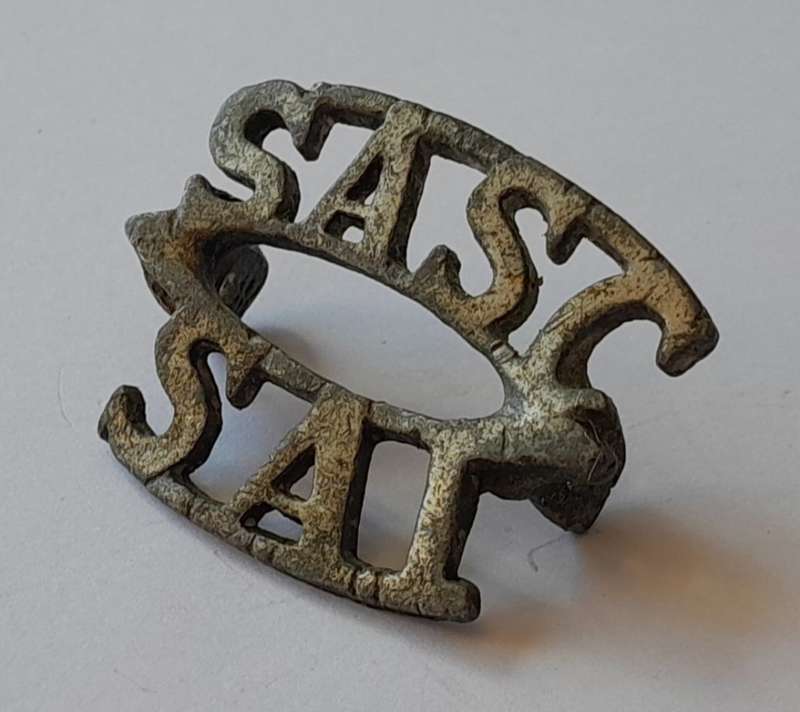 South Africa Service Corps Brass Title. Lugs Intact.