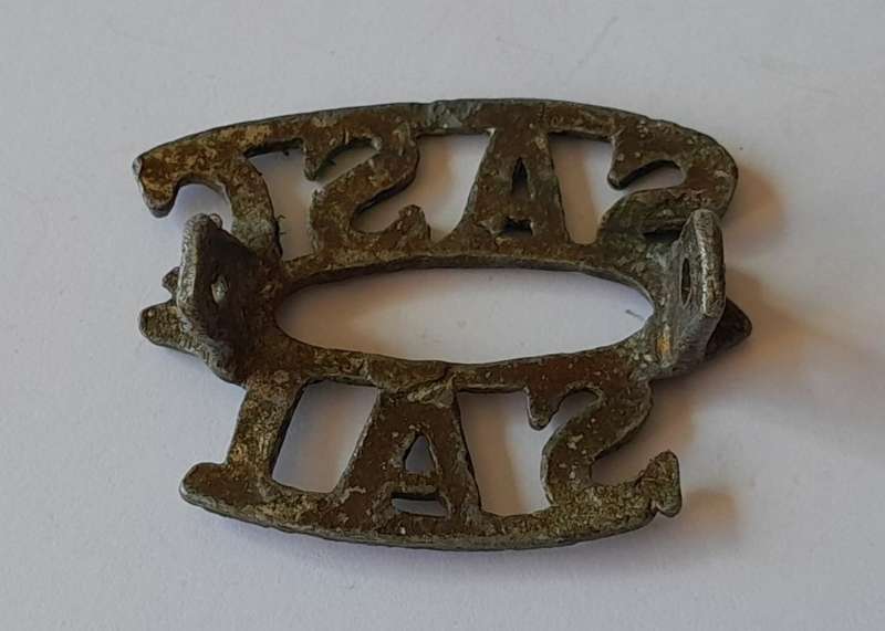 South Africa Service Corps Brass Title. Lugs Intact.