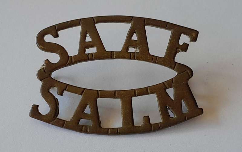 WW2 SA Air Force Brass Title. Lugs Intact.