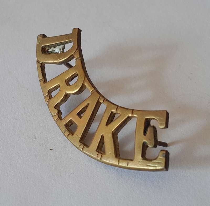 WW1 Drake Battalion Royal Naval Division Shoulder Title. No Lugs.
