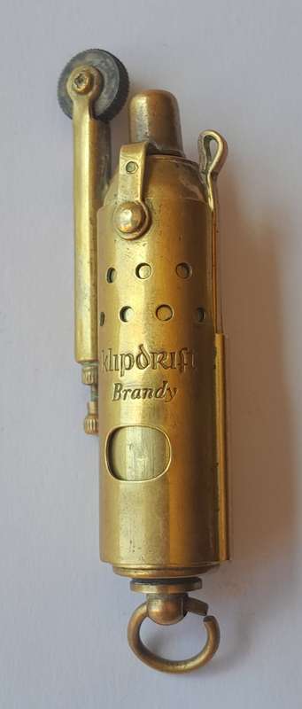 Vintage Klipdrift Brandy Storm Lighter. Solid Brass. Circa 1940`s.
