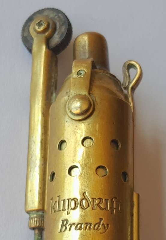 Vintage Klipdrift Brandy Storm Lighter. Solid Brass. Circa 1940`s.