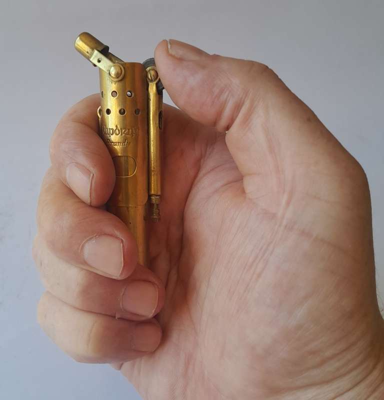 Vintage Klipdrift Brandy Storm Lighter. Solid Brass. Circa 1940`s.