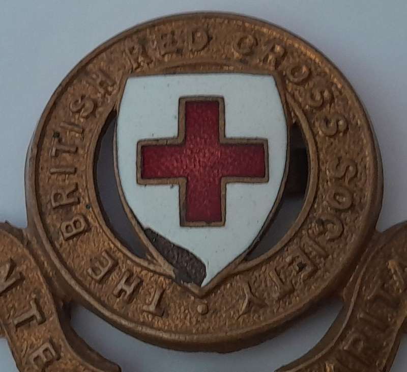 WW2 British Red Cross Society Cap Badge. Enameled Brass.