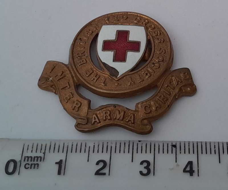WW2 British Red Cross Society Cap Badge. Enameled Brass.
