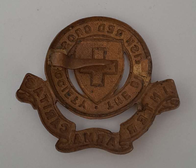 WW2 British Red Cross Society Cap Badge. Enameled Brass.