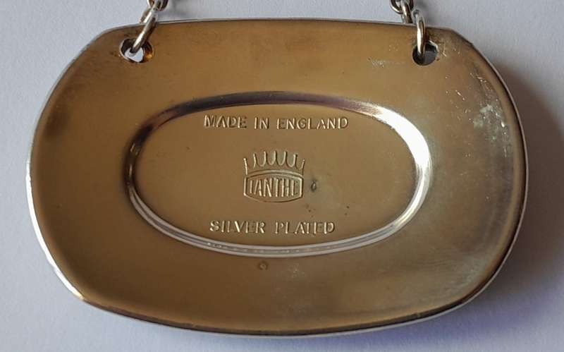 A Vintage Silver Plated `BRANDY` Bottle Decanter Label By `Ianthe, England`.